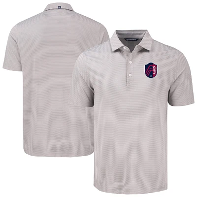 Men's Cutter & Buck Gray St. Louis City SC Forge Eco Fine Line Stripe Stretch Recycled Polo