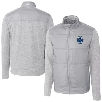 Men's Cutter & Buck Gray Vancouver Whitecaps FC Stealth Hybrid Quilted Full-Zip Windbreaker Jacket