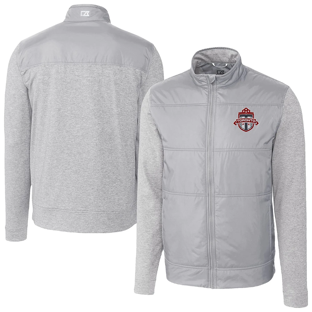 Men's Cutter & Buck Gray Toronto FC Stealth Hybrid Quilted Full-Zip Windbreaker Jacket
