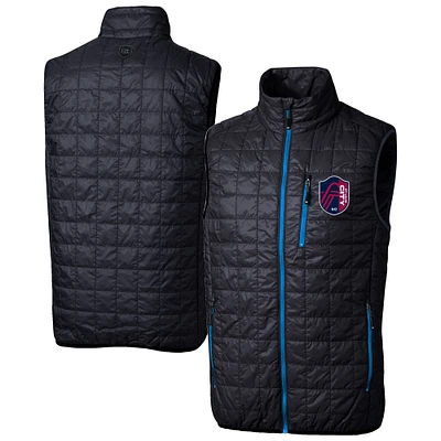 Men's Cutter & Buck Navy St. Louis City SC Rainier PrimaLoft Eco Insulated Full Zip Puffer Vest