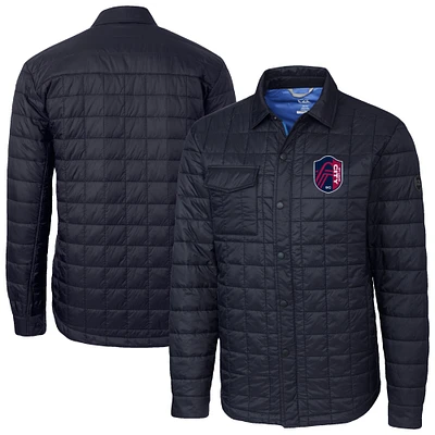 Men's Cutter & Buck Navy St. Louis City SC Rainier PrimaLoft Eco Insulated Quilted Shirt Jacket