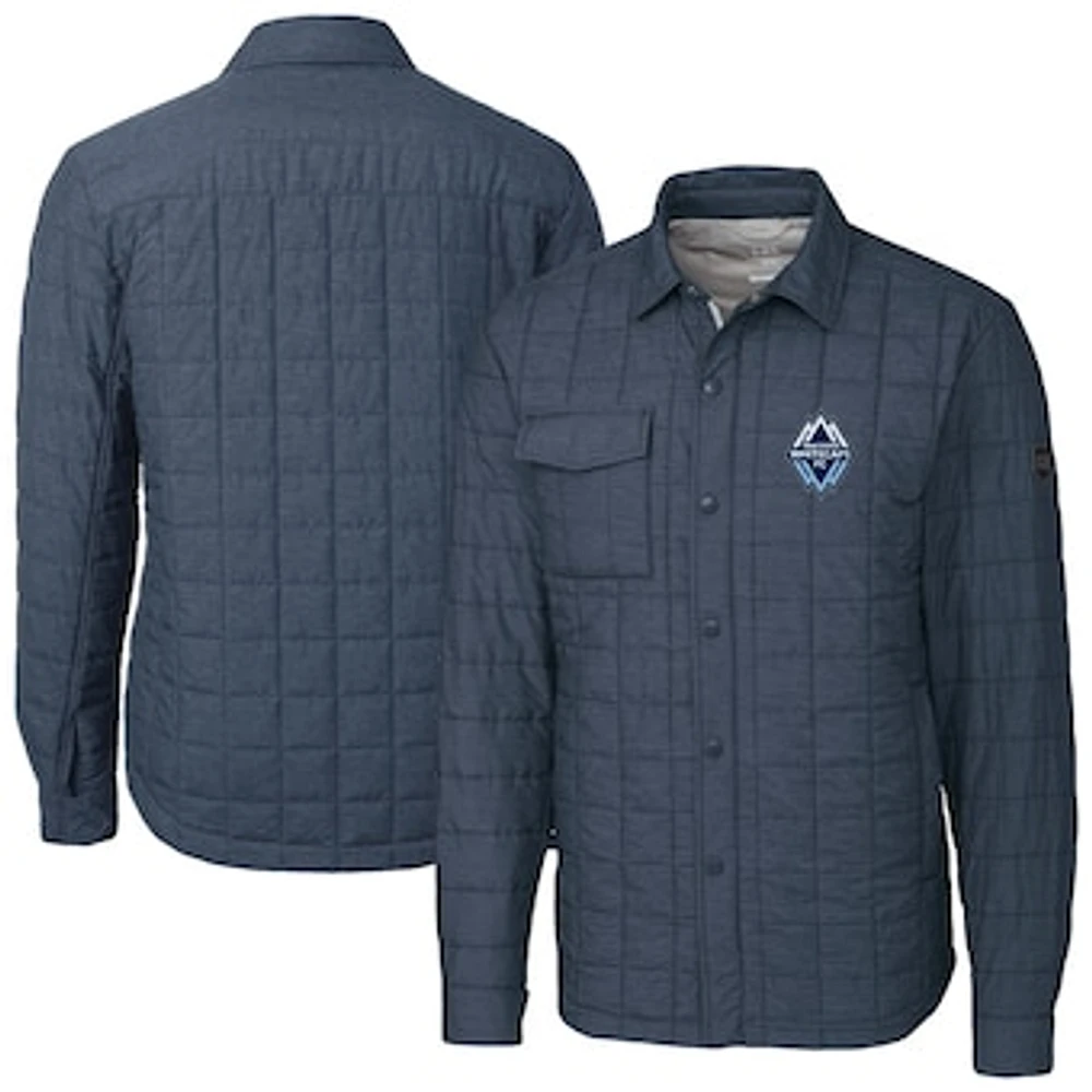Men's Cutter & Buck Anthracite Vancouver Whitecaps FC Rainier PrimaLoft Eco Insulated Quilted Shirt Jacket