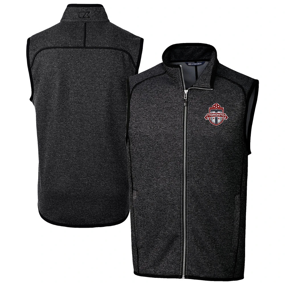 Men's Cutter & Buck Heather Charcoal Toronto FC Mainsail Sweater-Knit Full-Zip Vest