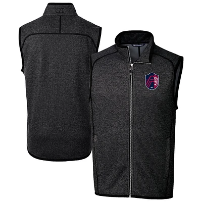 Men's Cutter & Buck Heather Charcoal St. Louis City SC Mainsail Sweater-Knit Full-Zip Vest