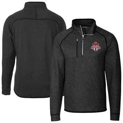 Men's Cutter & Buck Heather Charcoal Toronto FC Mainsail Sweater-Knit Half-Zip Raglan Pullover Jacket