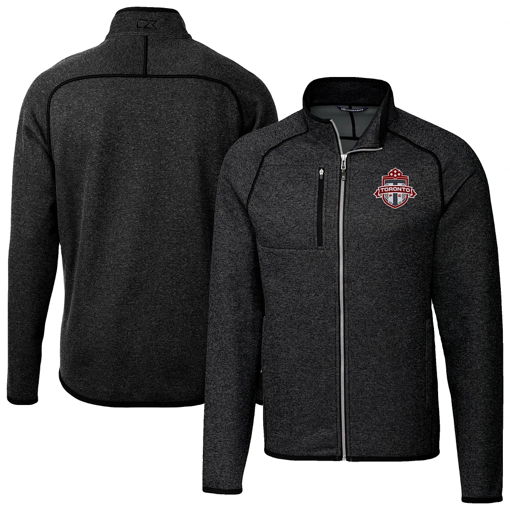 Men's Cutter & Buck Heather Black Toronto FC Mainsail Sweater-Knit Raglan Full-Zip Jacket