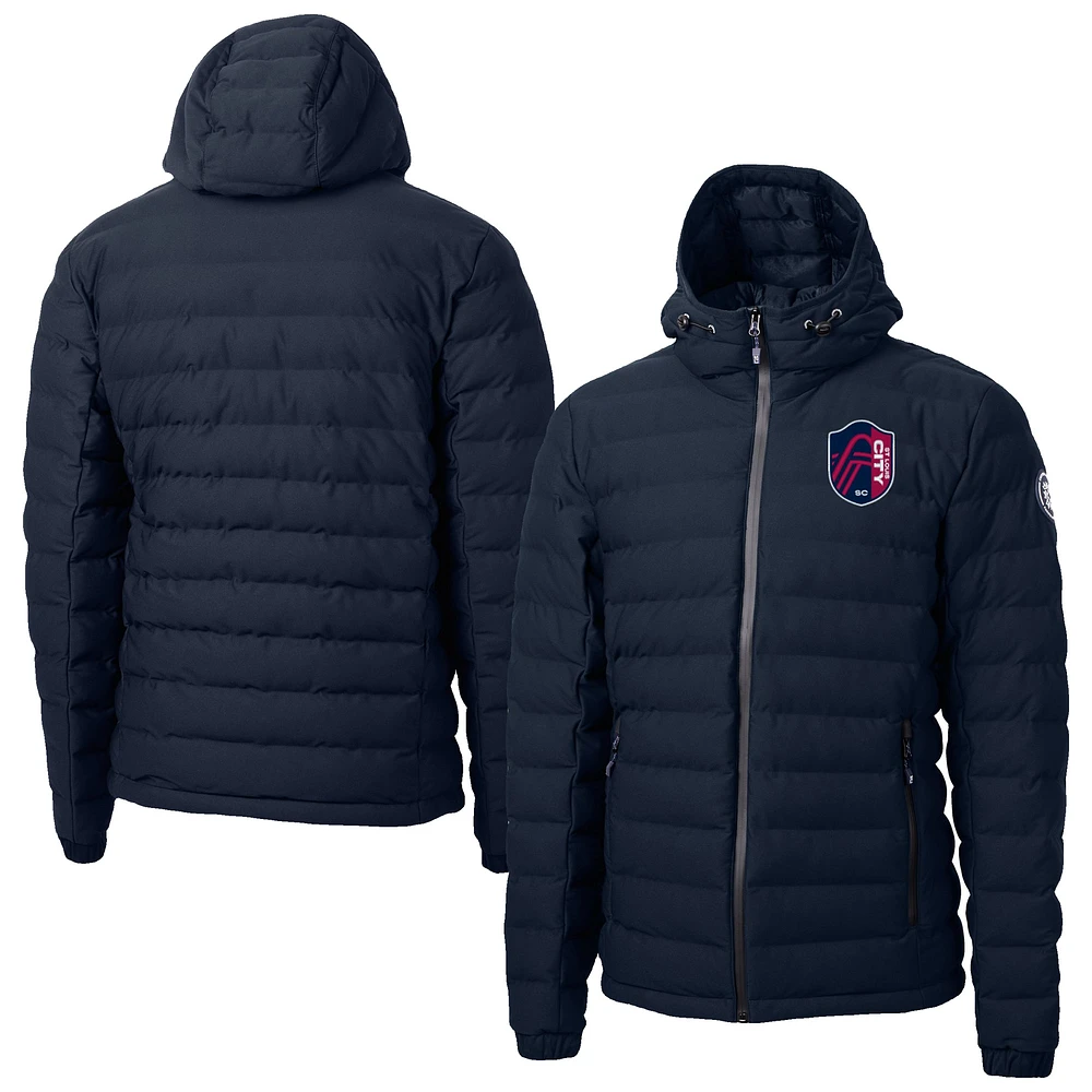 Men's Cutter & Buck Navy St. Louis City SC Mission Ridge Repreve Eco Insulated Hooded Puffer Jacket
