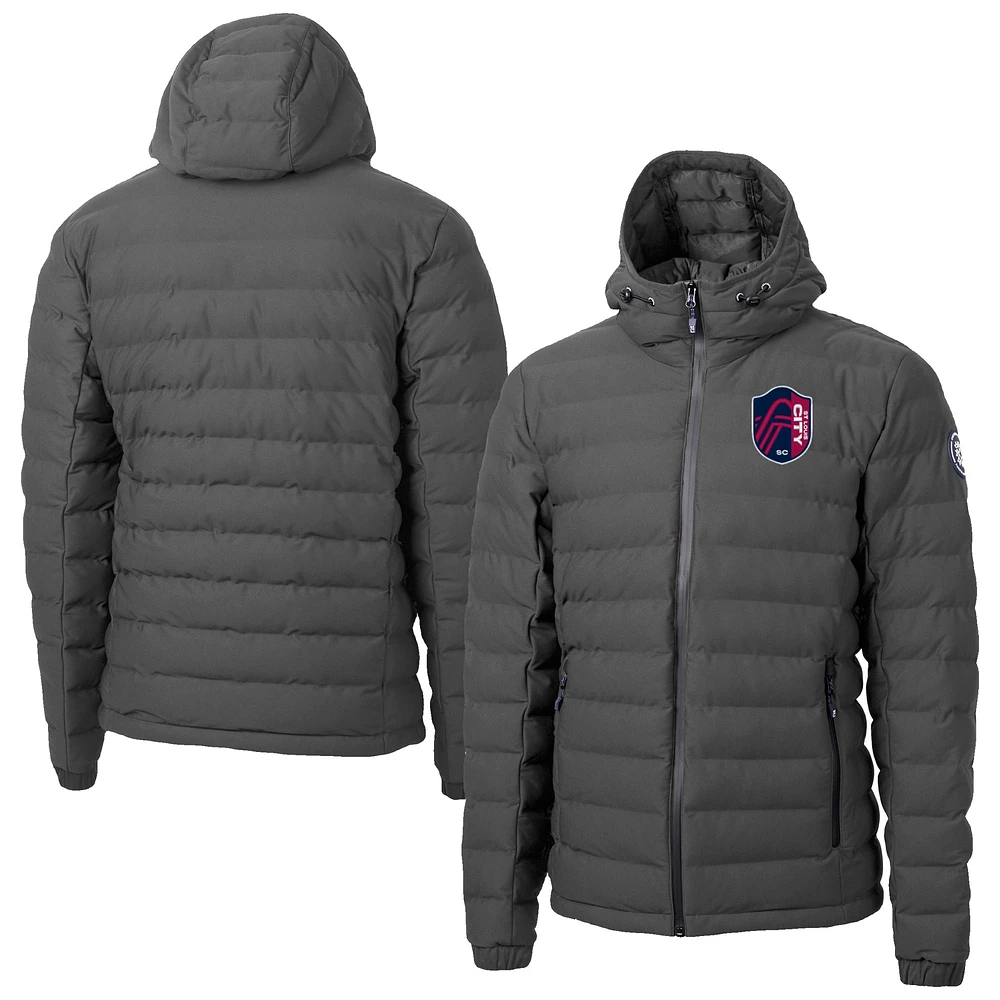 Men's Cutter & Buck Gray St. Louis City SC Mission Ridge Repreve Eco Insulated Hooded Puffer Jacket