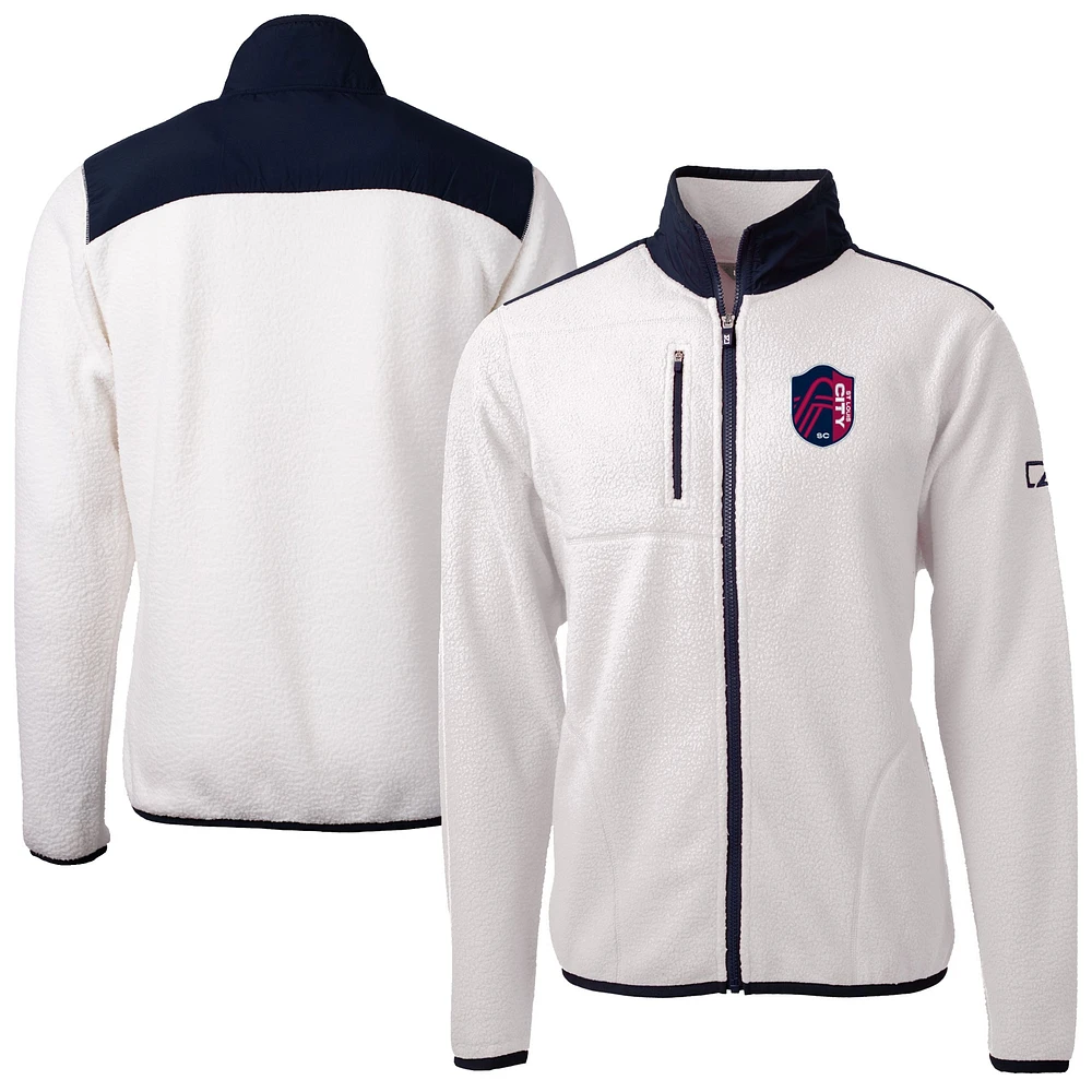 Men's Cutter & Buck White St. Louis City SC Cascade Eco Fleece Full-Zip Jacket