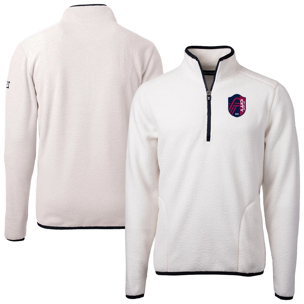 Men's Cutter & Buck Oatmeal St. Louis City SC Cascade Eco Fleece Quarter-Zip Jacket