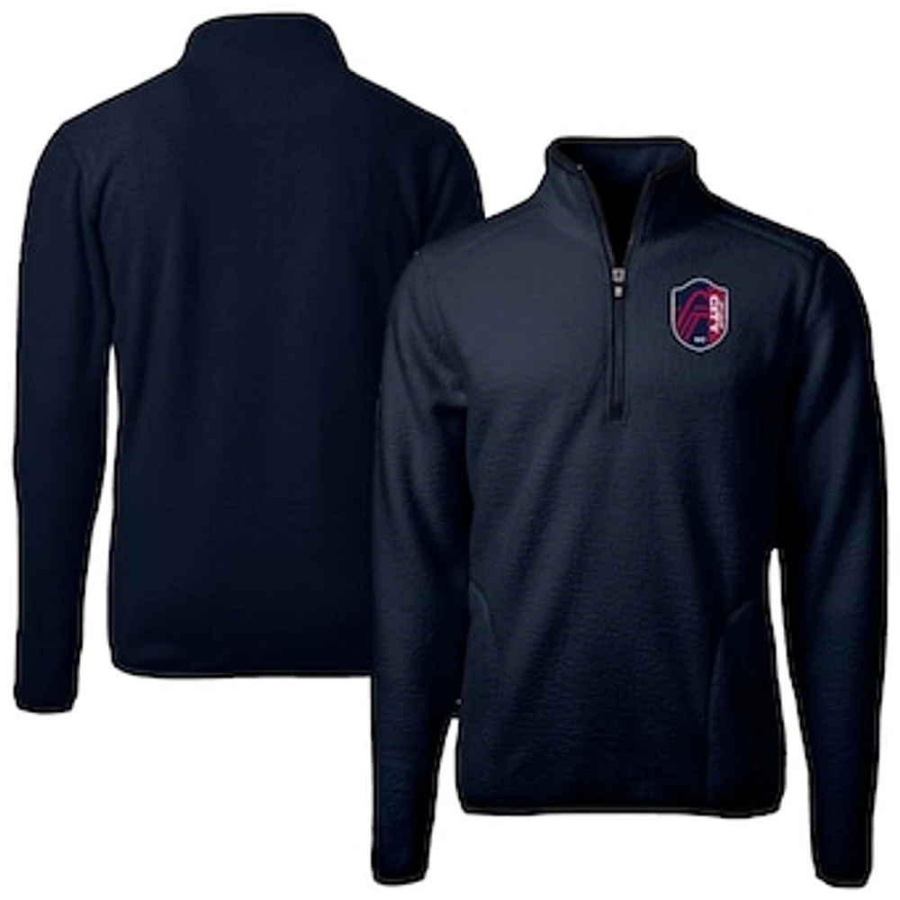 Men's Cutter & Buck Navy St. Louis City SC Cascade Eco Fleece Quarter-Zip Jacket