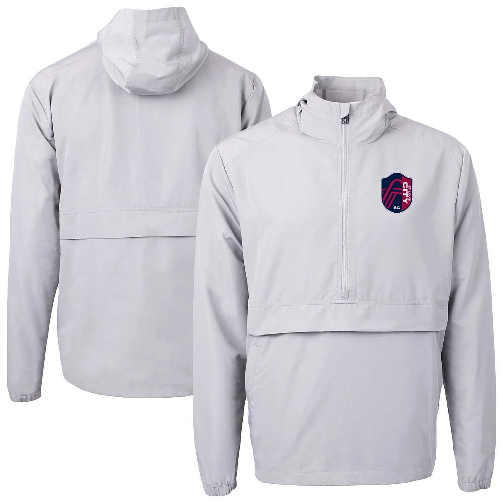 Men's Cutter & Buck Gray St. Louis City SC Charter Eco Recycled Anorak Hooded Half-Zip Jacket