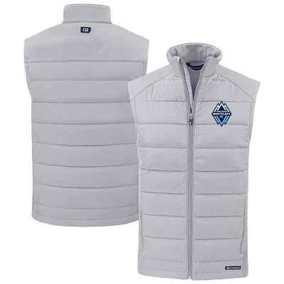 Men's Cutter & Buck Gray Vancouver Whitecaps FC Evoke Hybrid Eco Softshell Recycled Full-Zip Vest