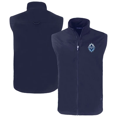 Men's Cutter & Buck Navy Vancouver Whitecaps FC Charter Eco Recycled Full-Zip Vest