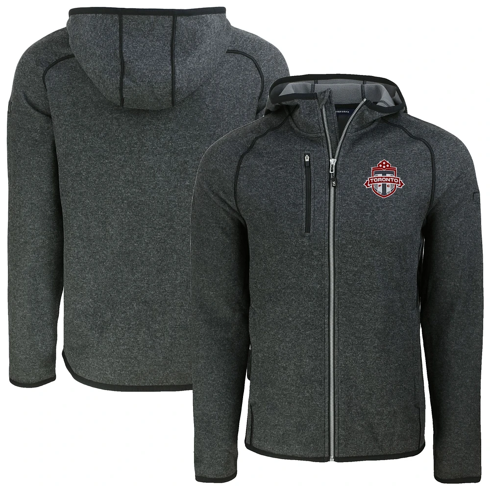 Men's Cutter & Buck Heather Charcoal Toronto FC Mainsail Raglan Full-Zip Hooded Jacket