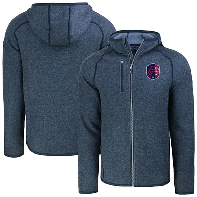 Men's Cutter & Buck Heather Navy St. Louis City SC Mainsail Raglan Full-Zip Hooded Jacket