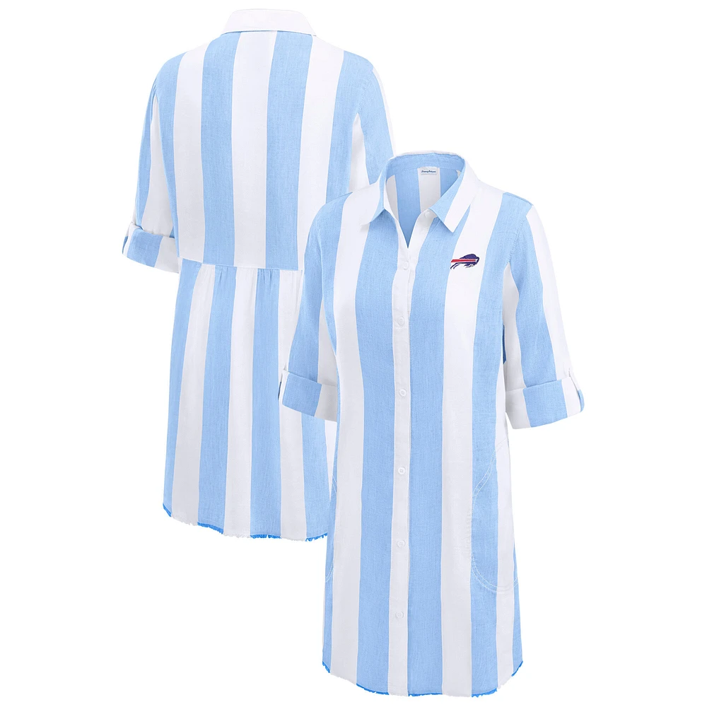 Women's Tommy Bahama Blue/White Buffalo Bills Rugby Beach Stripe Button-Up Tunic