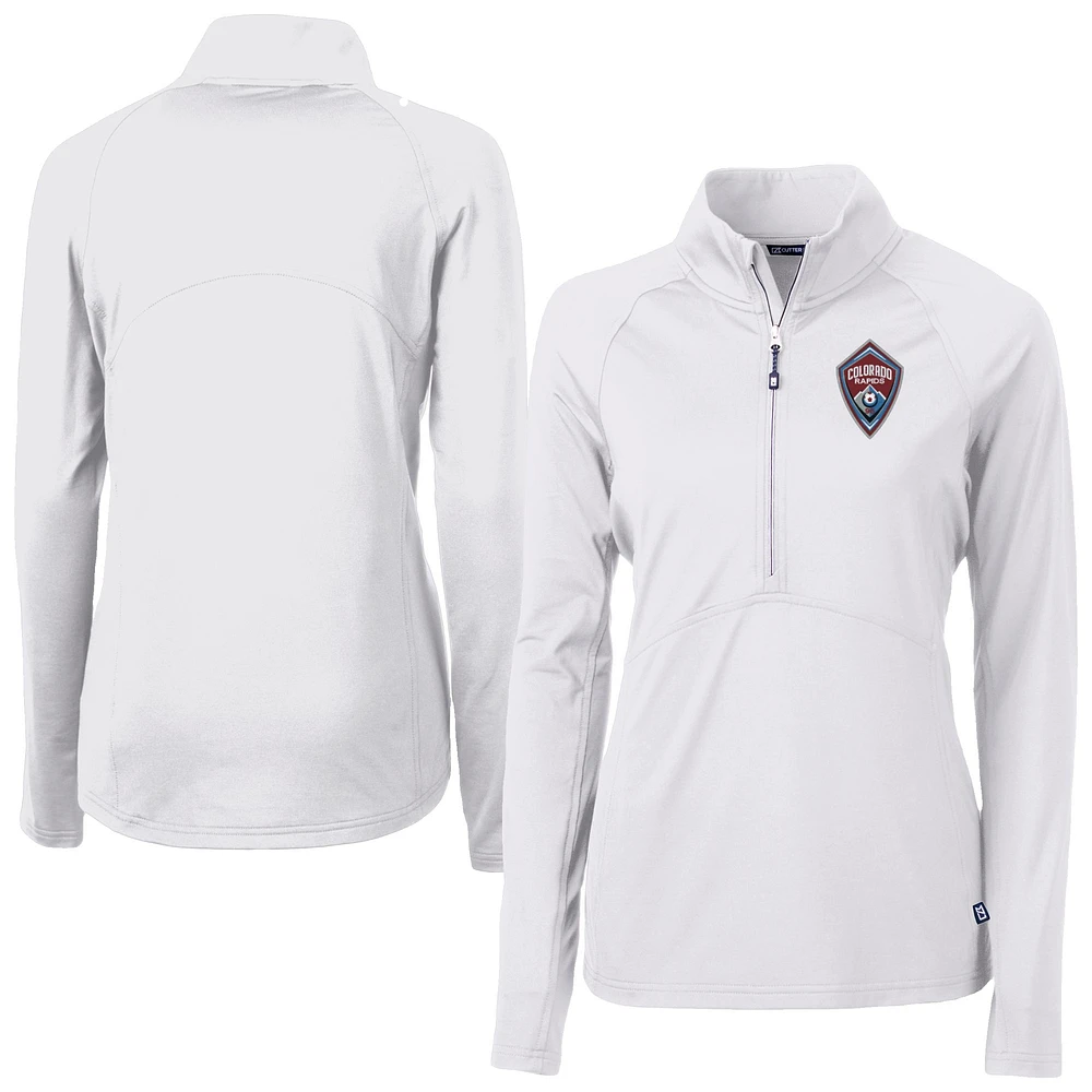 Women's Cutter & Buck White Colorado Rapids Adapt Eco Knit Stretch Recycled Half-Zip Top