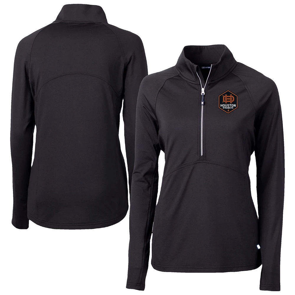Women's Cutter & Buck Black Houston Dynamo FC Adapt Eco Knit Stretch Recycled Half-Zip Top