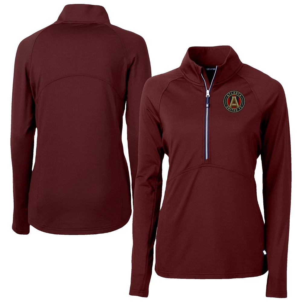 Women's Cutter & Buck Maroon Atlanta United FC Adapt Eco Knit Stretch Recycled Half-Zip Top