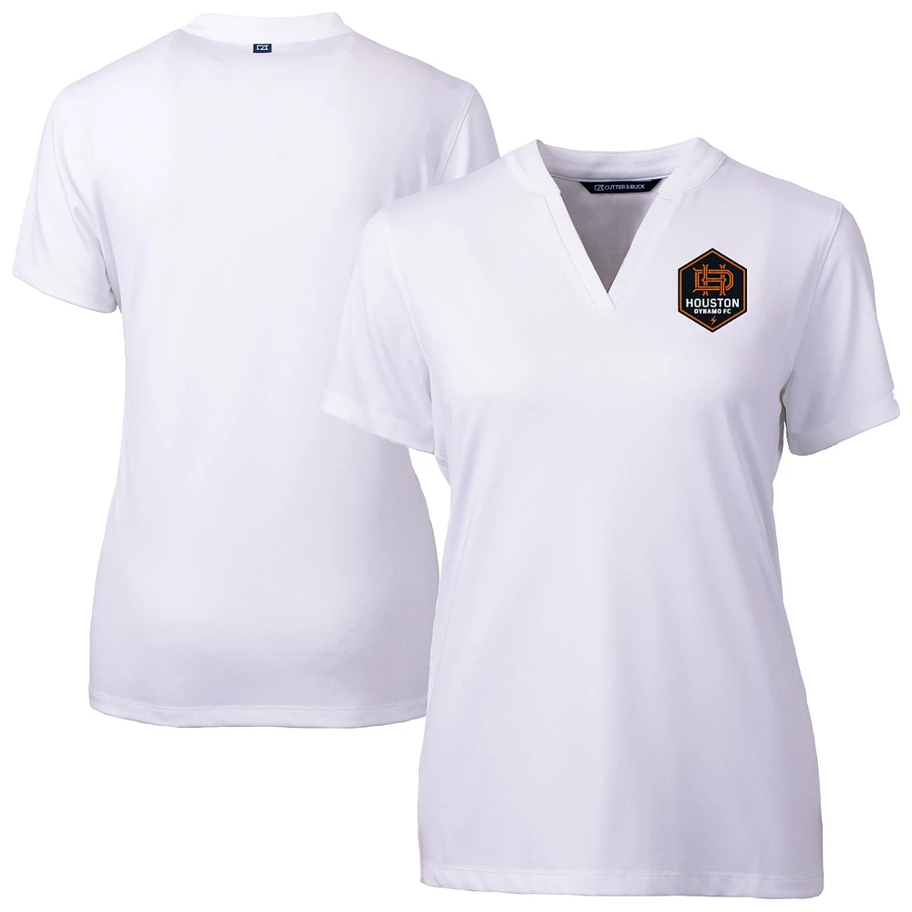 Women's Cutter & Buck White Houston Dynamo FC Forge Heather Stretch Blade Top