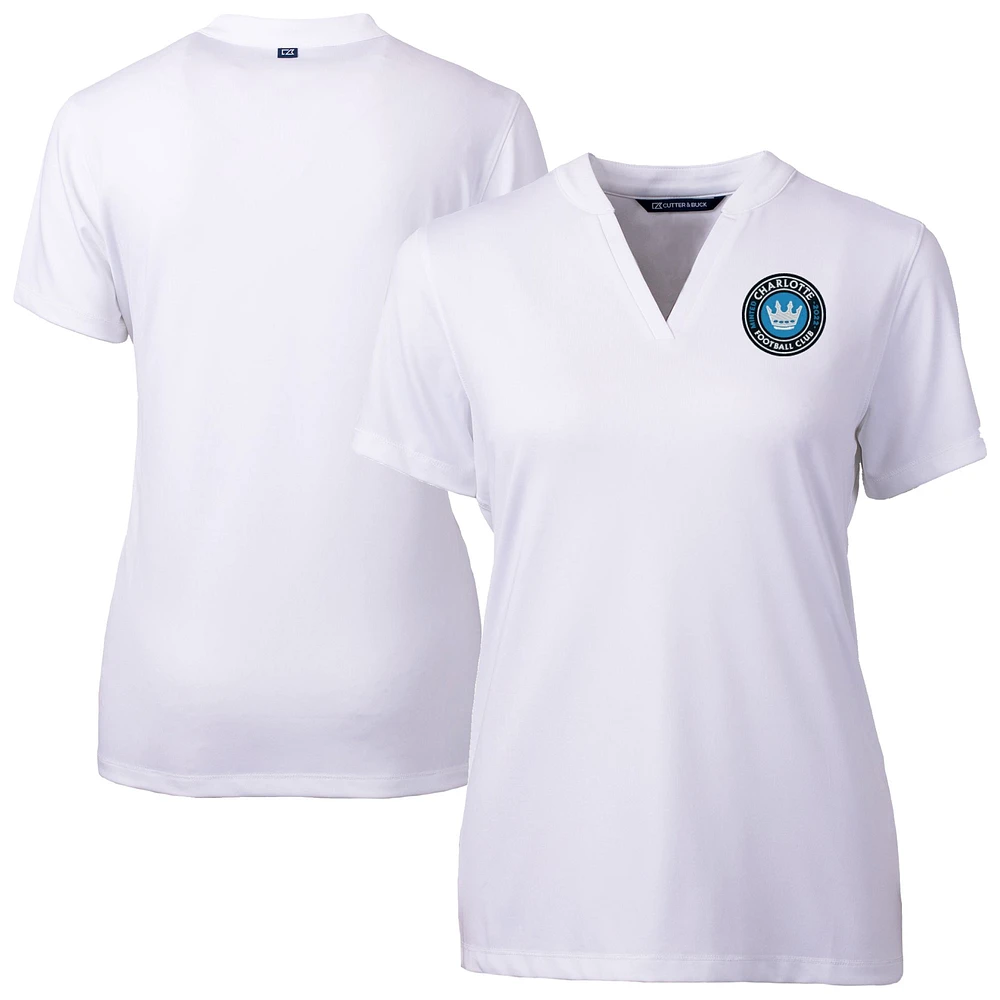 Women's Cutter & Buck White Charlotte FC Forge Heather Stretch Blade Top