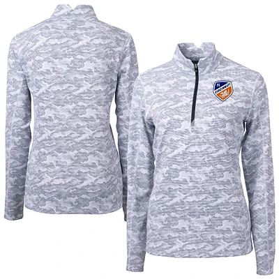 Women's Cutter & Buck Charcoal FC Cincinnati Traverse Stretch Eco Camo Print Quarter-Zip Pullover Top