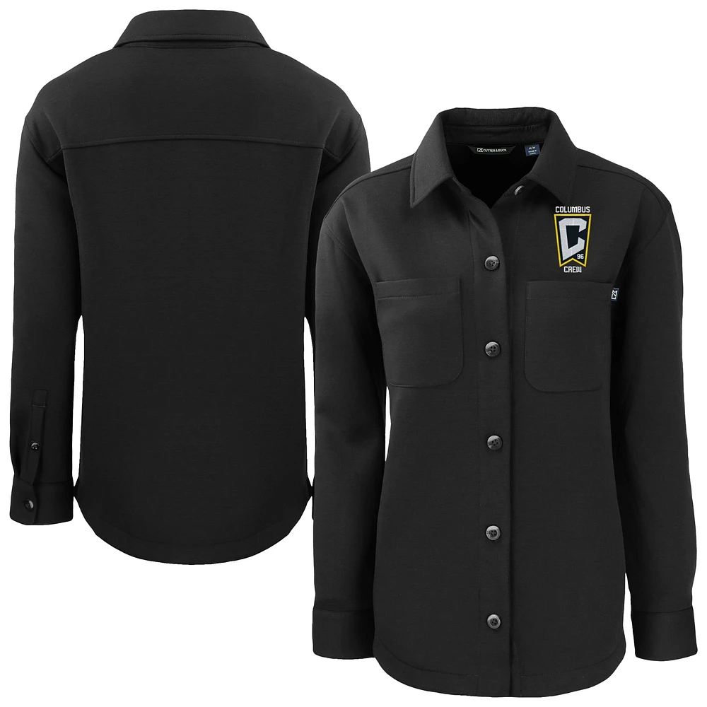 Women's Cutter & Buck Black Columbus Crew Roam Eco Recycled Shirt Jacket