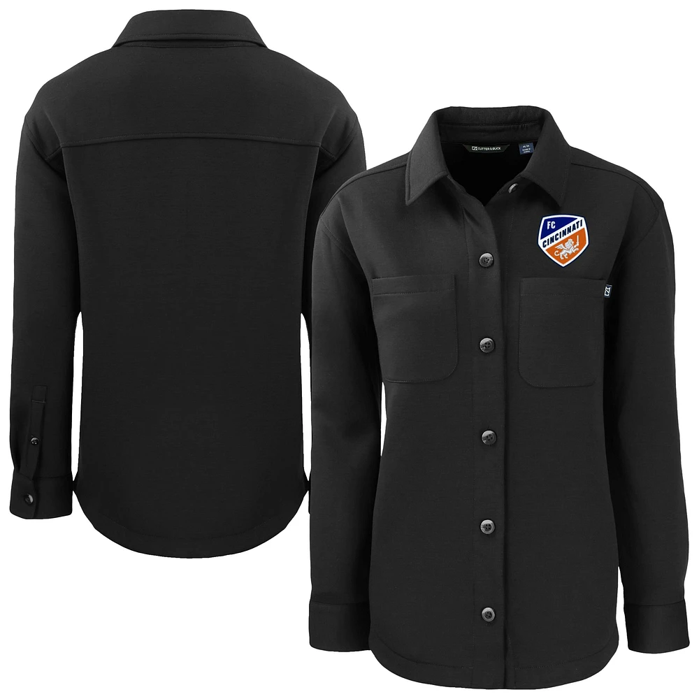 Women's Cutter & Buck Black FC Cincinnati Roam Eco Recycled Shirt Jacket