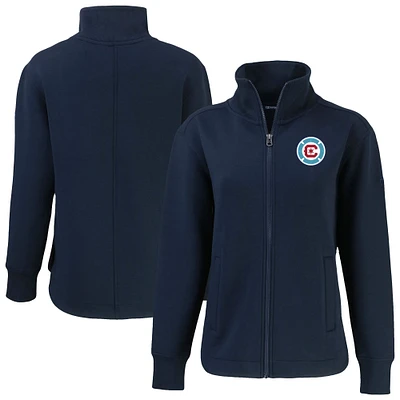 Women's Cutter & Buck Navy Chicago Fire Roam Eco Full-Zip Recycled Jacket