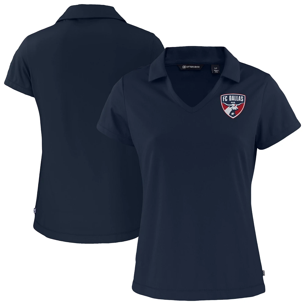 Women's Cutter & Buck Navy FC Dallas Daybreak Eco Recycled V-Neck Polo