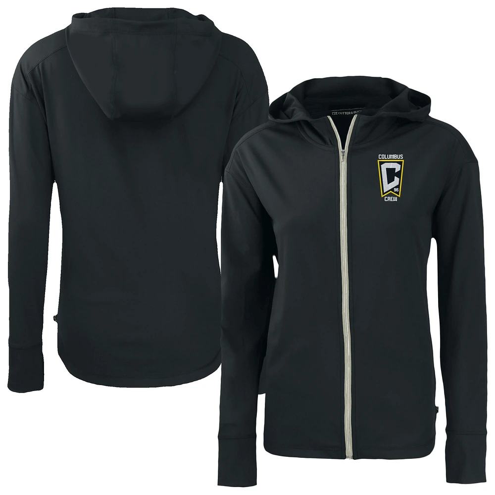 Women's Cutter & Buck Black Columbus Crew Daybreak Eco Recycled Full-Zip Hoodie