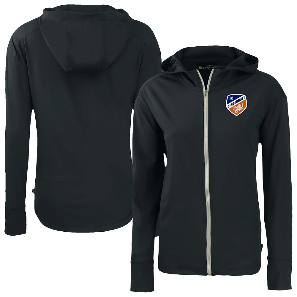 Women's Cutter & Buck Black FC Cincinnati Daybreak Eco Recycled Full-Zip Hoodie