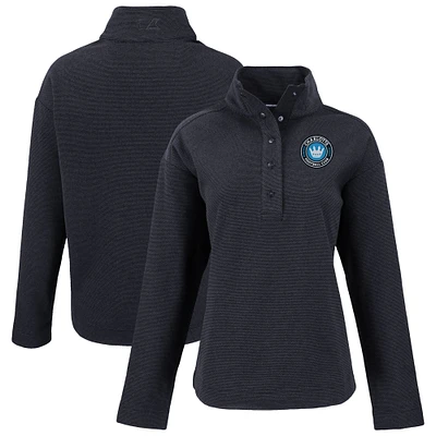 Women's Cutter & Buck Charlotte FC Hunts Point Eco Textured Fleece Recycled Quarter-Snap Pullover Top