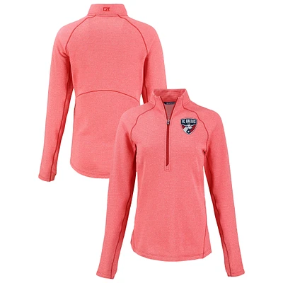 Women's Cutter & Buck Red FC Dallas Peshastin Eco Fleece Recycled Half-Zip Pullover Top
