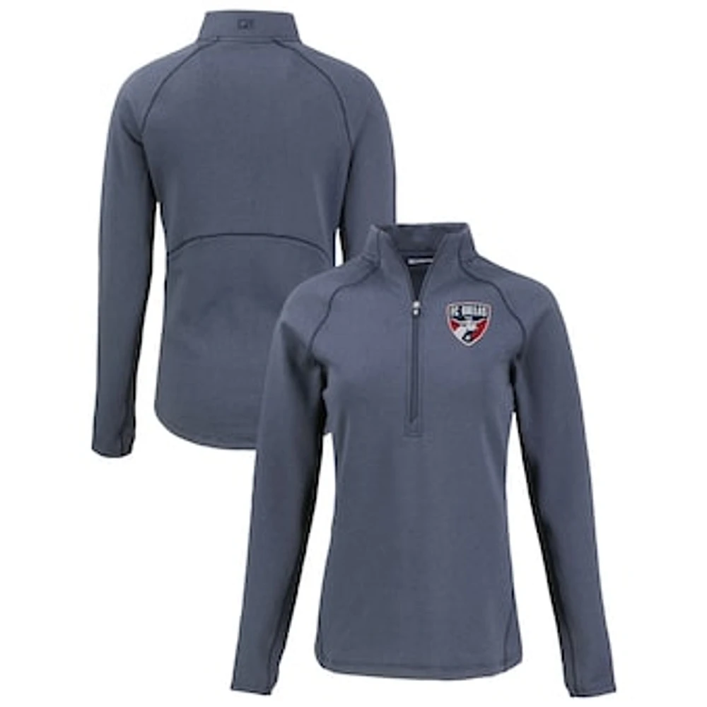Women's Cutter & Buck Heather Navy FC Dallas Peshastin Eco Fleece Recycled Half-Zip Pullover Top