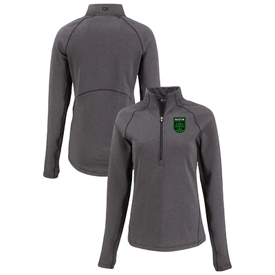 Women's Cutter & Buck Heather Austin FC Peshastin Eco Fleece Recycled Half-Zip Pullover Top