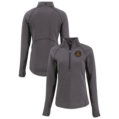 Women's Cutter & Buck Heather Atlanta United FC Peshastin Eco Fleece Recycled Half-Zip Pullover Top
