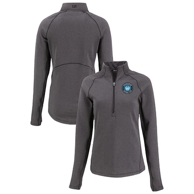 Women's Cutter & Buck Heather Charlotte FC Peshastin Eco Fleece Recycled Half-Zip Top