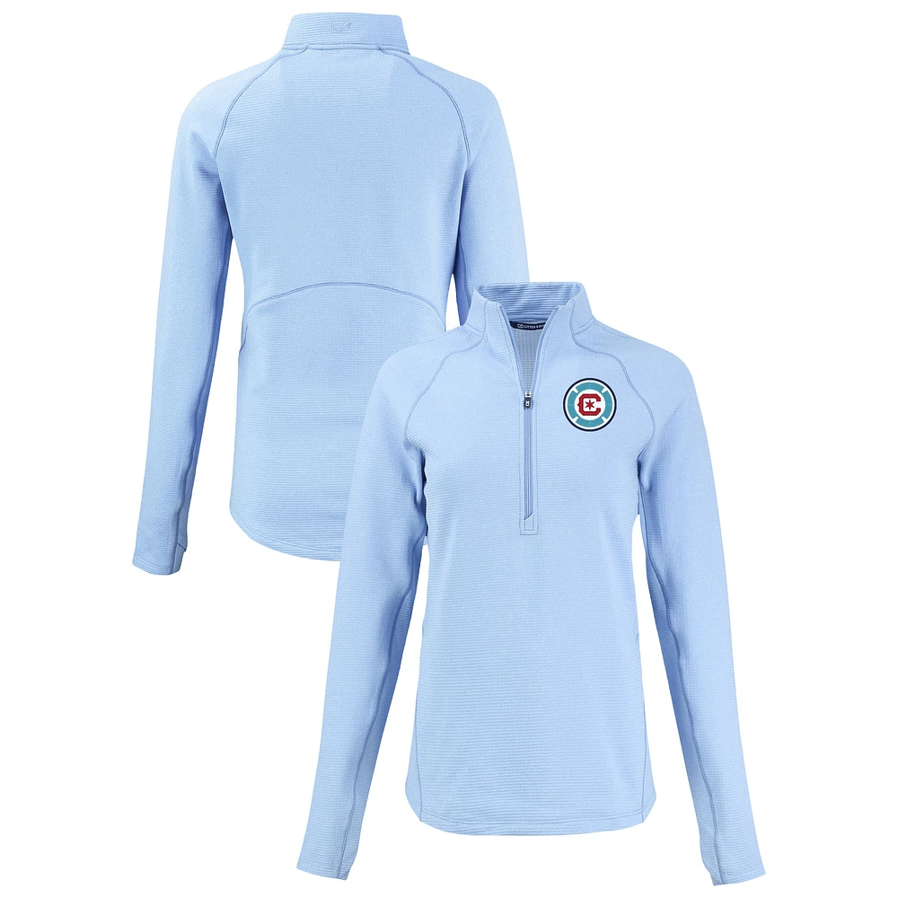 Women's Cutter & Buck Heather Powder Blue Chicago Fire Peshastin Eco Fleece Recycled Half-Zip Top