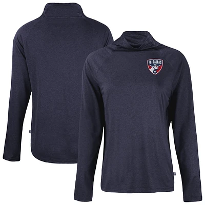 Women's Cutter & Buck Navy FC Dallas Coastline Epic Comfort Eco Recycled Funnel-Neck Top
