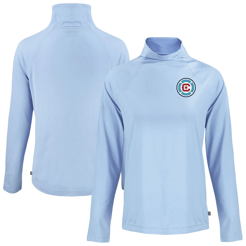 Women's Cutter & Buck Powder Blue Chicago Fire Coastline Epic Comfort Eco Recycled Funnel-Neck Top