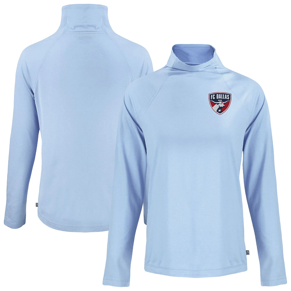 Women's Cutter & Buck Powder Blue FC Dallas Coastline Epic Comfort Eco Recycled Funnel-Neck Top