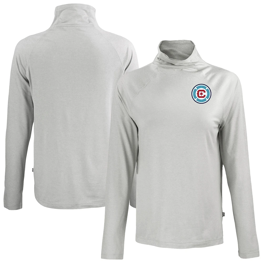 Women's Cutter & Buck Gray Chicago Fire Coastline Epic Comfort Eco Recycled Funnel-Neck Top