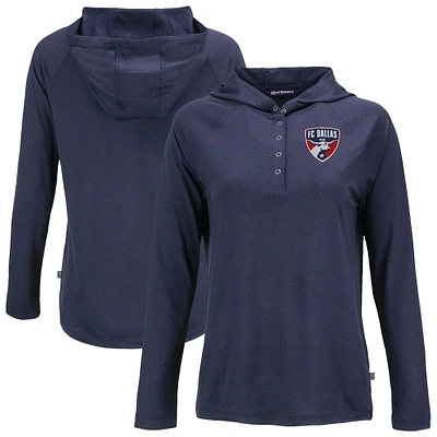 Women's Cutter & Buck  Navy FC Dallas Coastline Epic Comfort Eco Recycled Quarter-Snap Raglan Hoodie Top