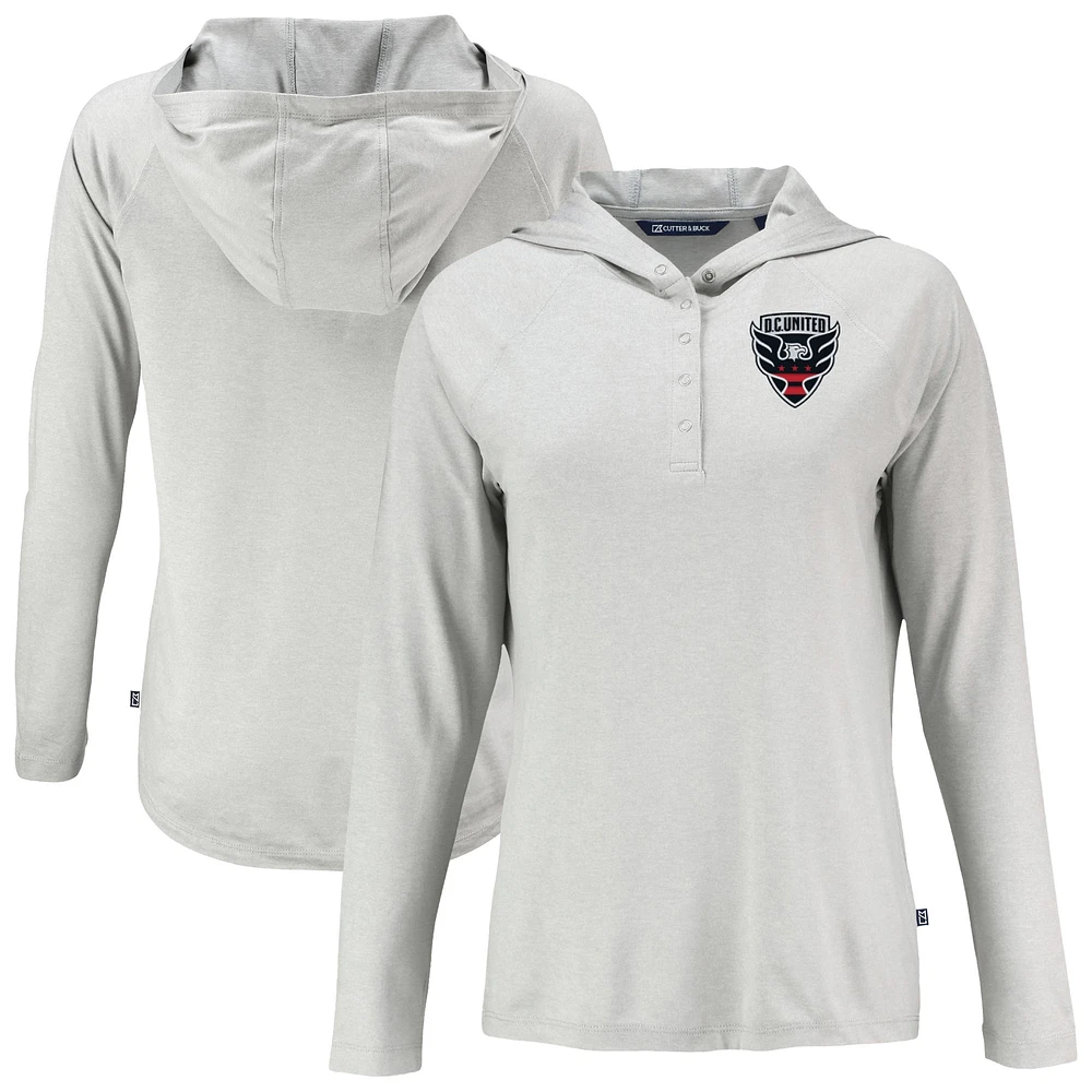 Women's Cutter & Buck Gray D.C. United Coastline Epic Comfort Eco Recycled Quarter-Snap Raglan Hoodie Top