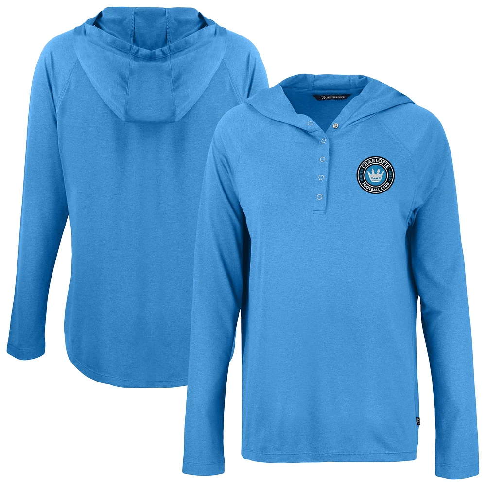 Women's Cutter & Buck Charlotte FC Coastline Epic Comfort Eco Recycled Quarter-Snap Raglan Hoodie Top