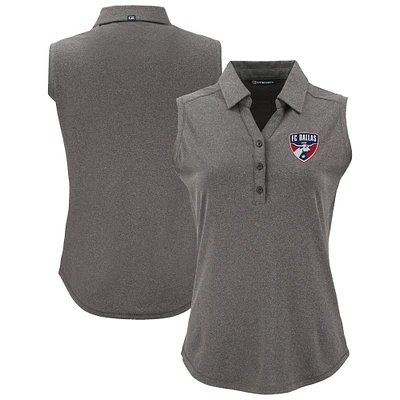 Women's Cutter & Buck Heather Black FC Dallas Forge Eco Stretch Recycled Sleeveless Polo