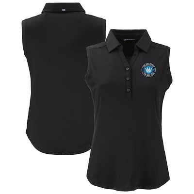 Women's Cutter & Buck Black Charlotte FC Forge Eco Stretch Recycled Sleeveless Polo