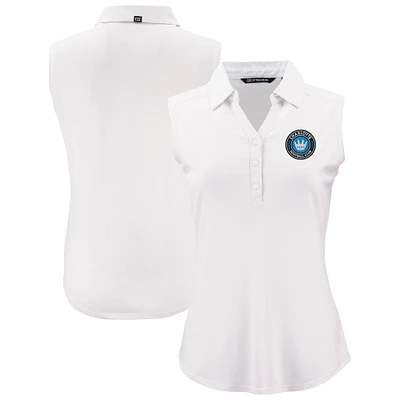 Women's Cutter & Buck White Charlotte FC Forge Eco Stretch Recycled Sleeveless Polo
